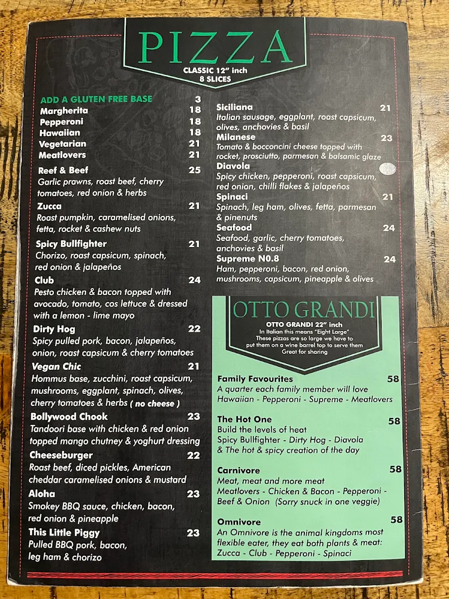 Menu, Eight Slices Italian Kitchen