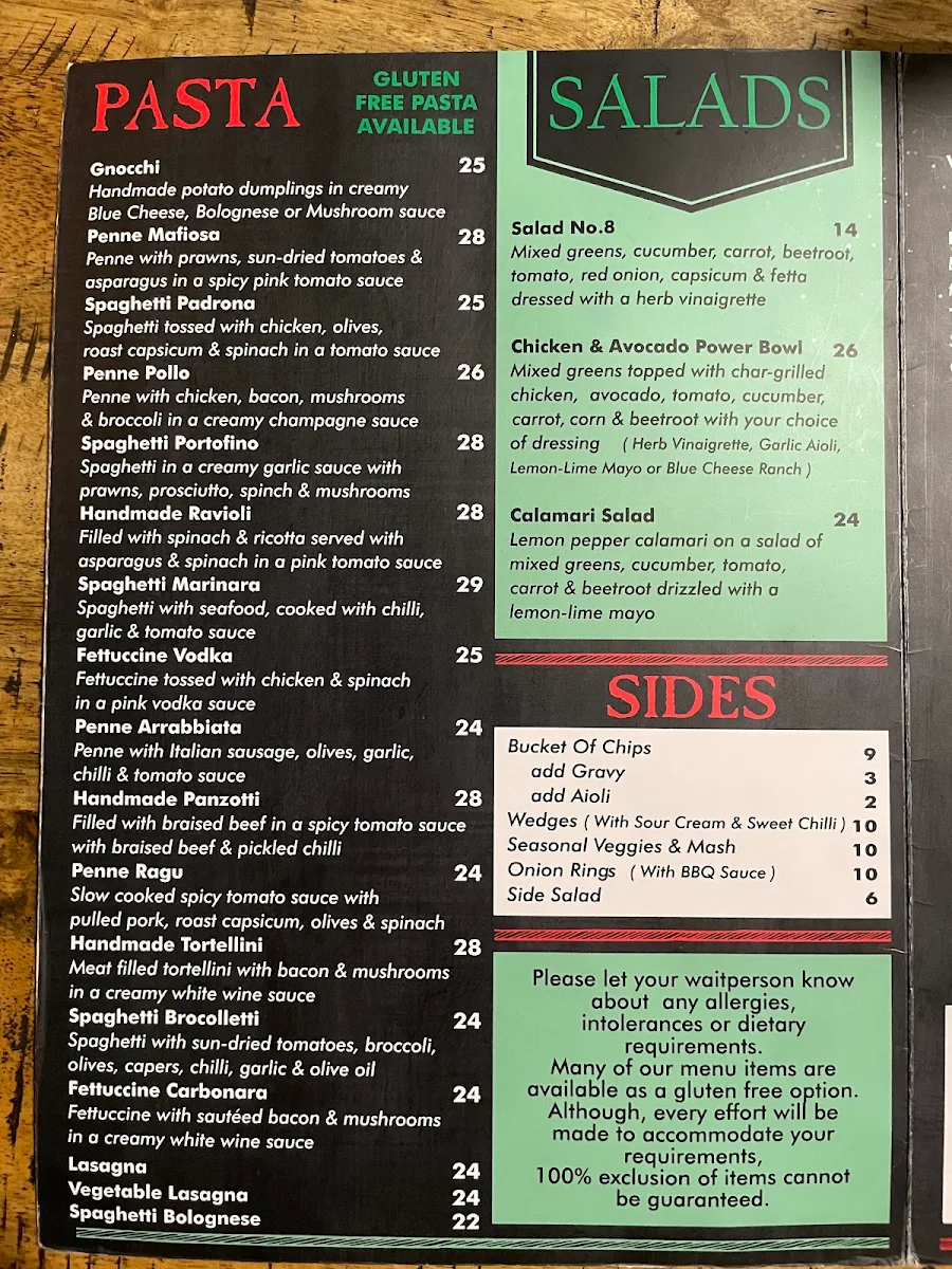 Menu, Eight Slices Italian Kitchen