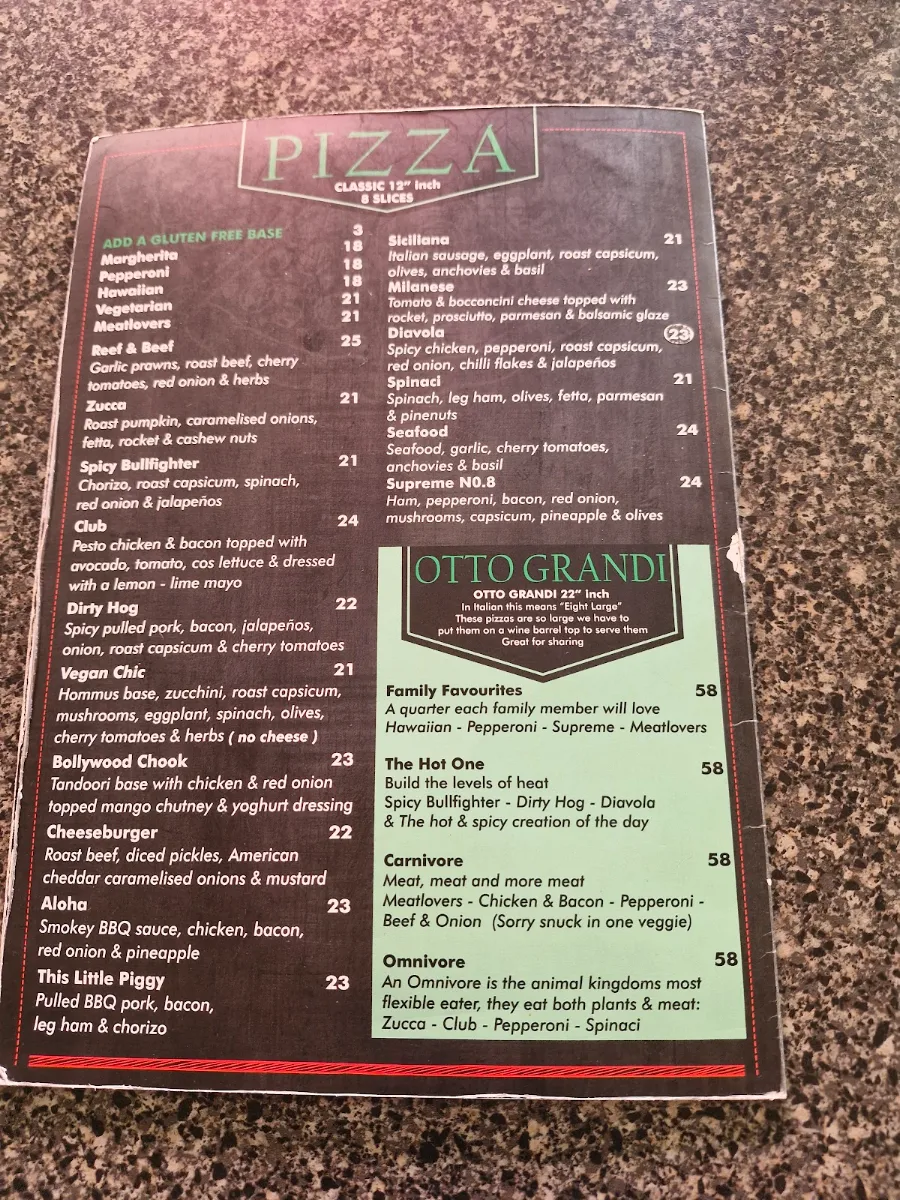 Menu, Eight Slices Italian Kitchen