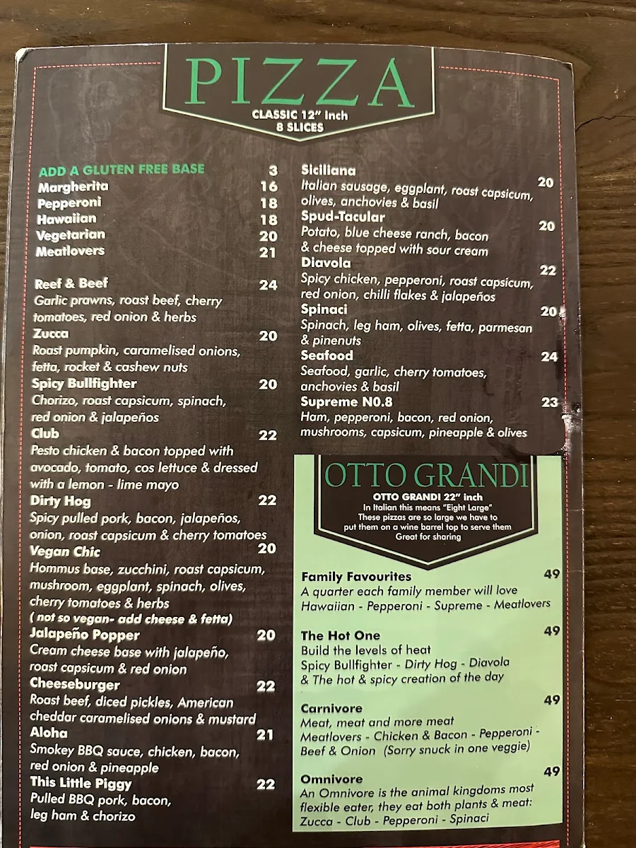 Menu, Eight Slices Italian Kitchen