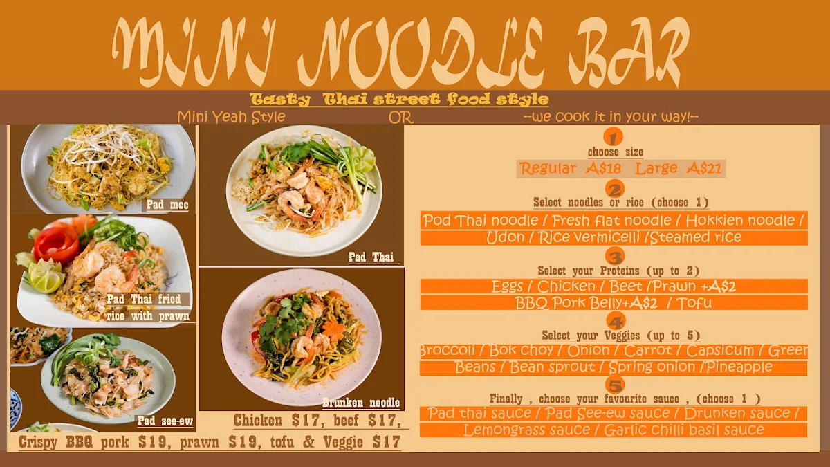 Menu, Mini Yeah Thai Street Food & Drinks