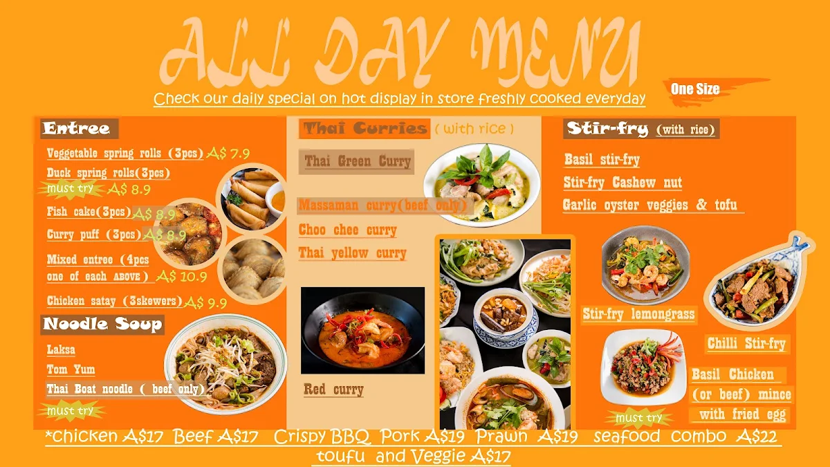 Menu, Mini Yeah Thai Street Food & Drinks