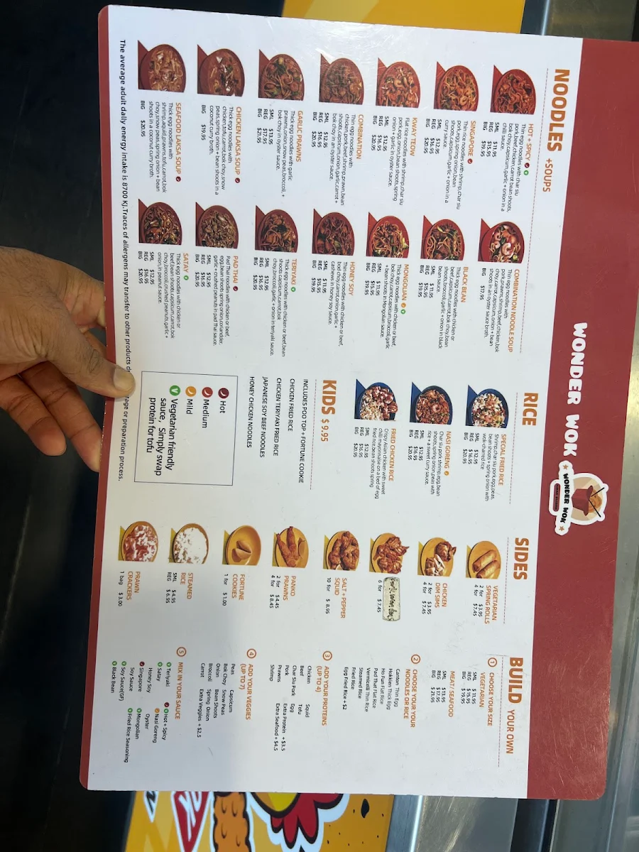 Menu, Wokinabox Northpark