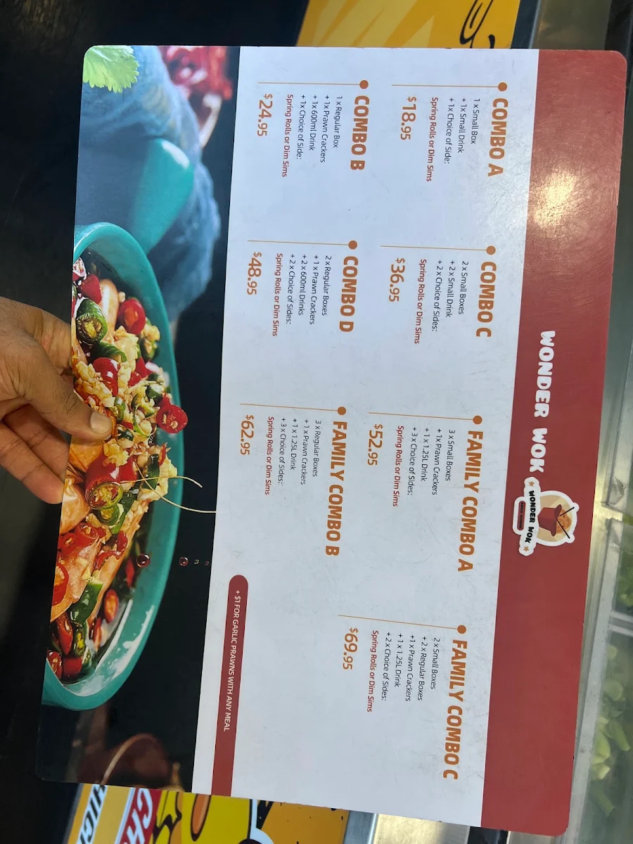 Menu, Wokinabox Northpark
