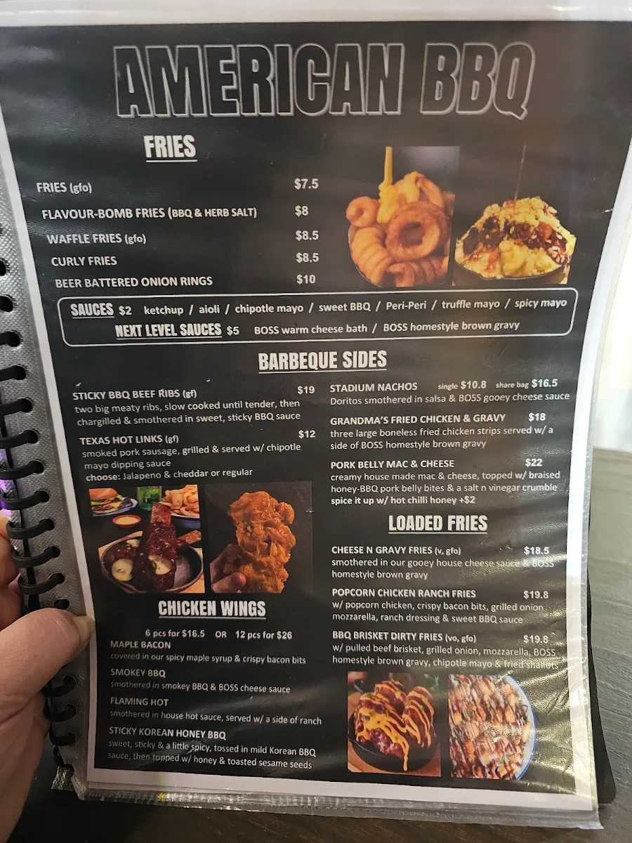 Menu, Boss Burgers Perth