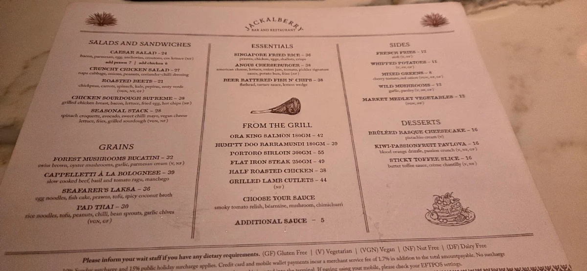 Menu, Jackalberry