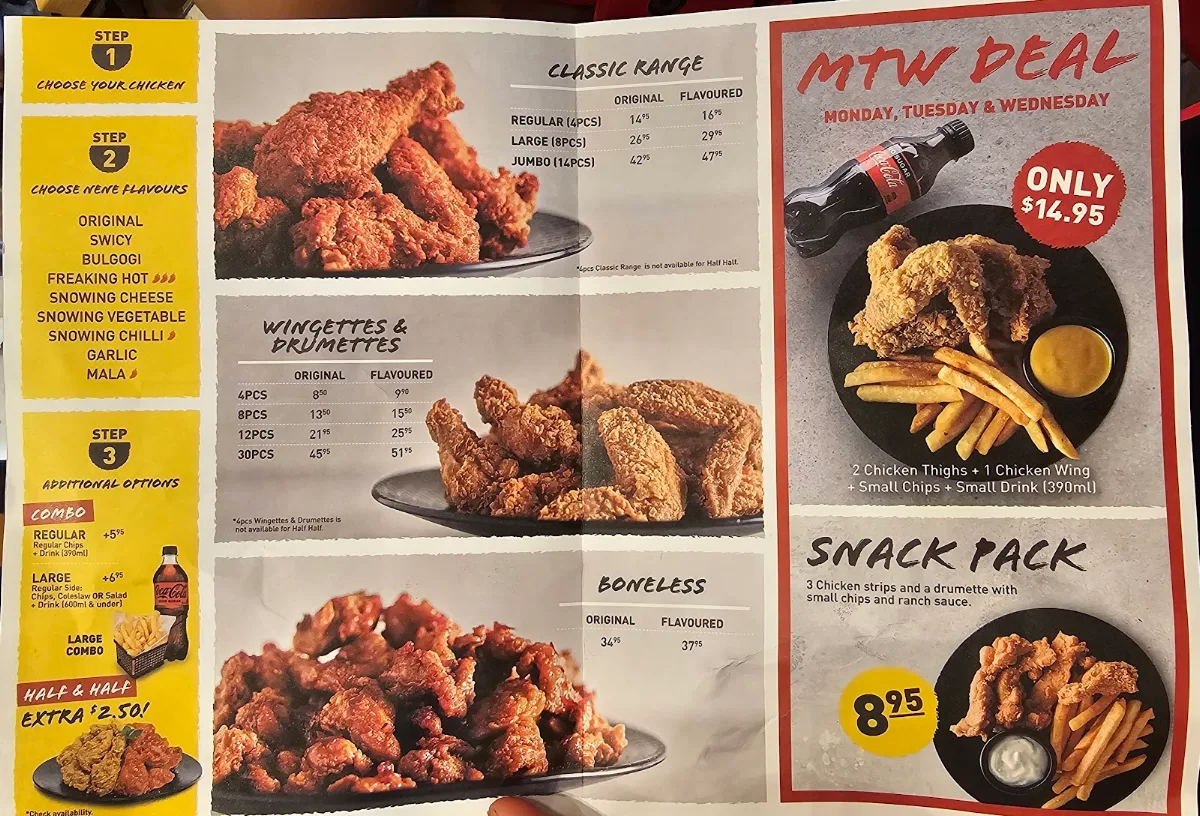Menu, Nene Chicken Innaloo