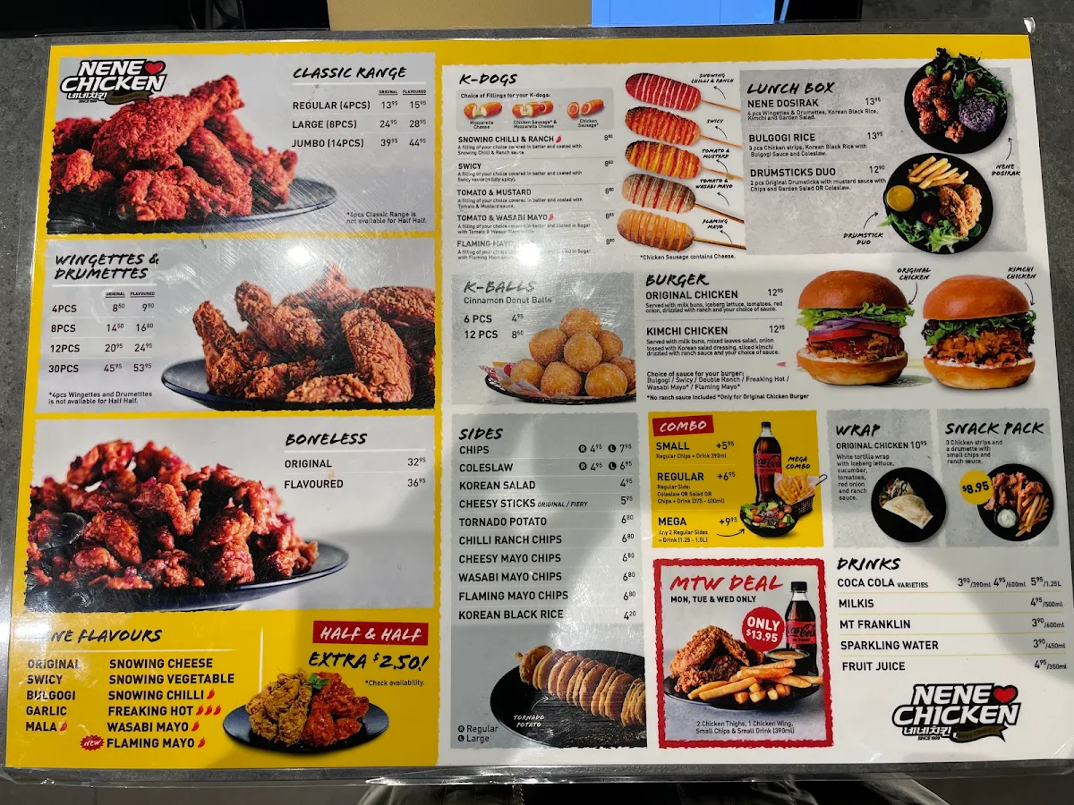 Menu, Nene Chicken Innaloo
