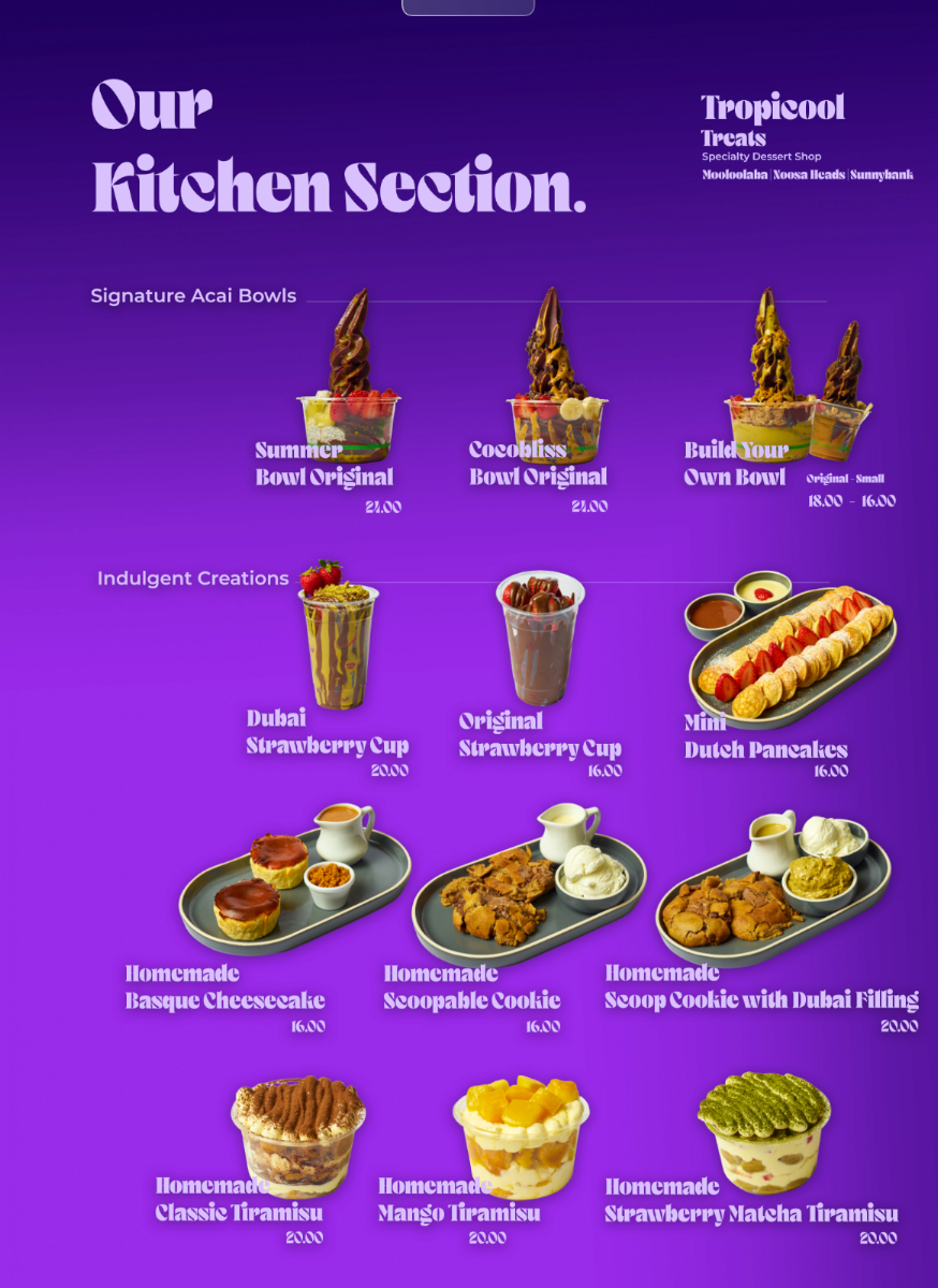 Menu, Tropicool Treats Mooloolaba