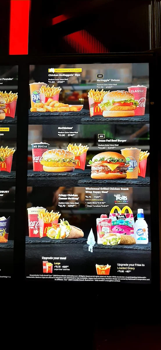 Menu, McDonald's Wyndham Waters