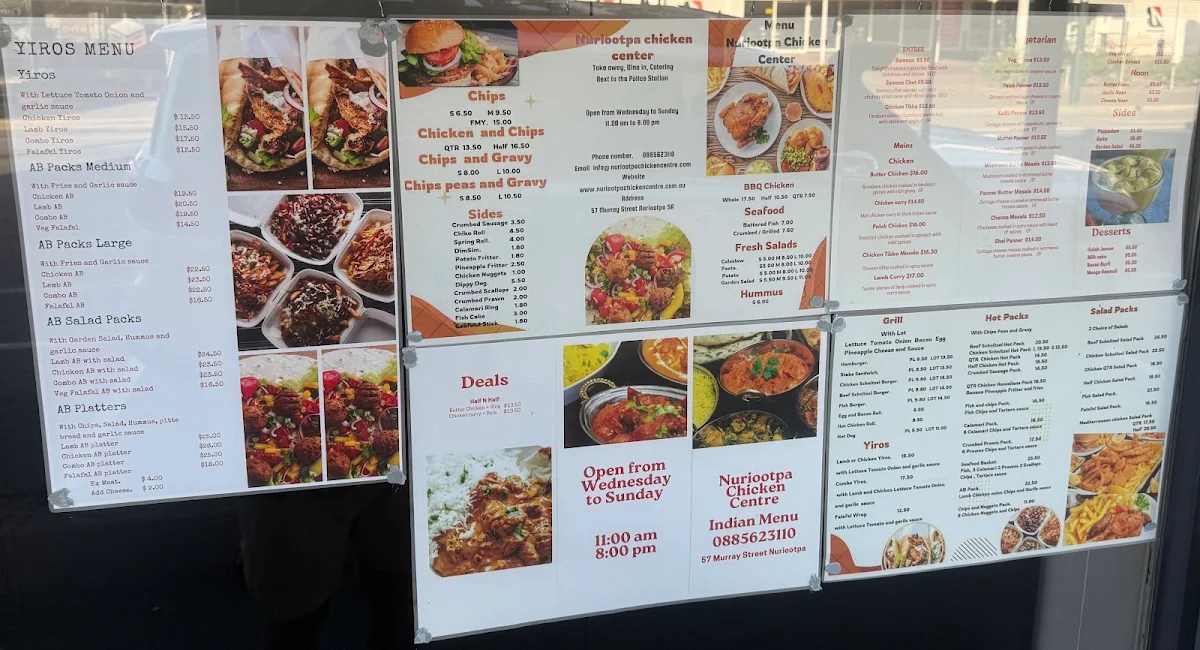 Menu, Nuriootpa Chicken Centre & Deli
