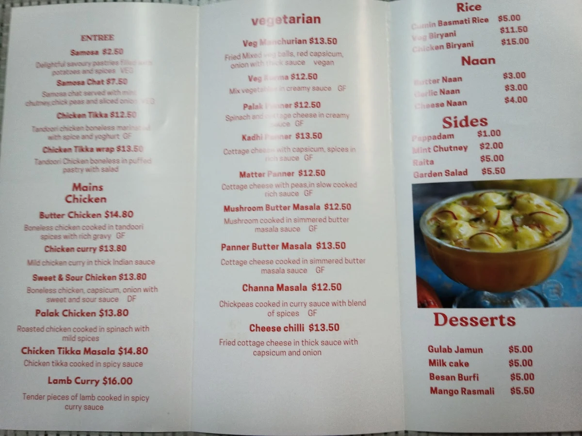 Menu, Nuriootpa Chicken Centre & Deli