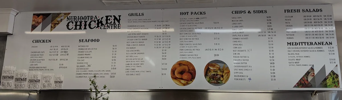 Menu, Nuriootpa Chicken Centre & Deli