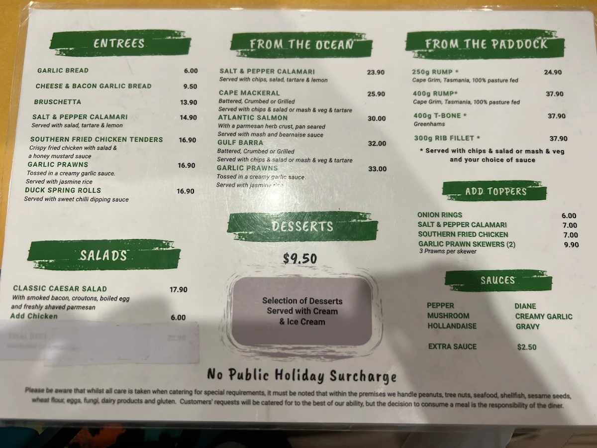Menu, Graham Hotel
