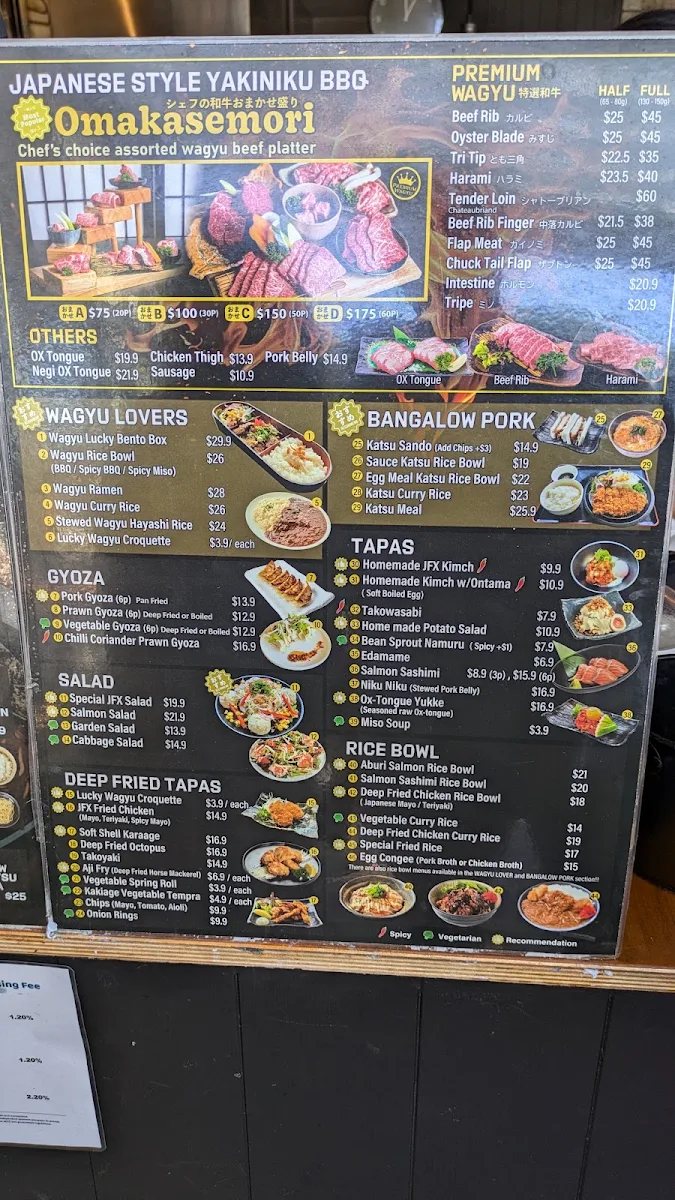 Menu, JFX Noodle & Tapas Bar