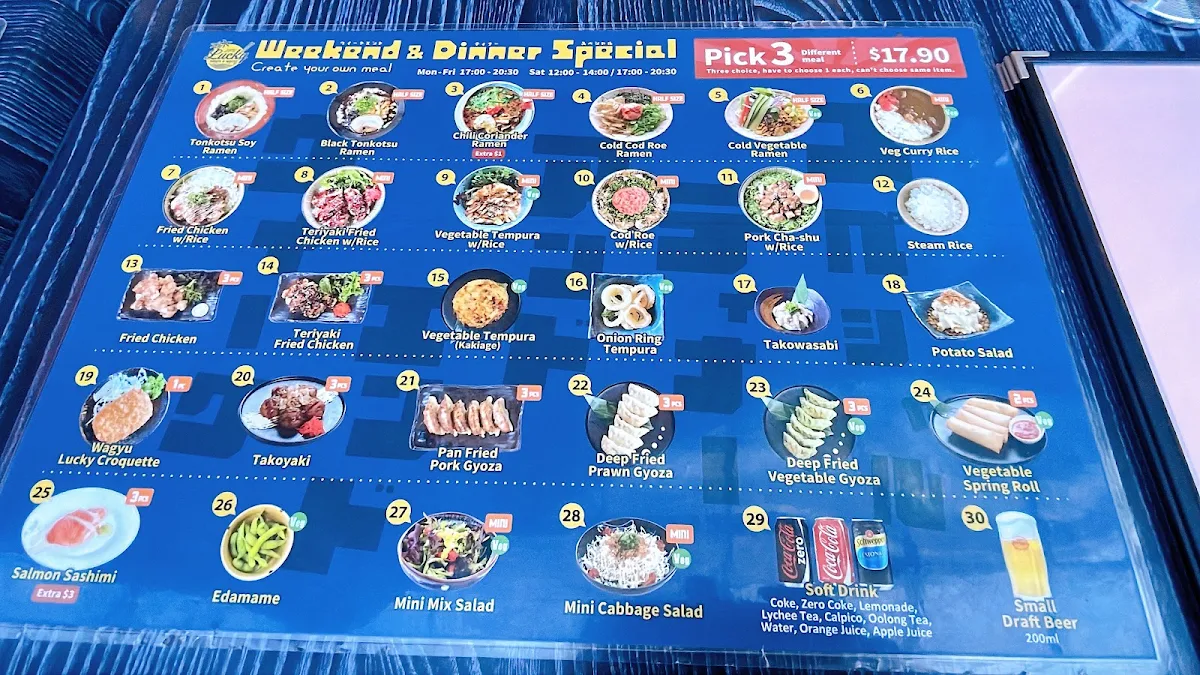 Menu, JFX Noodle & Tapas Bar