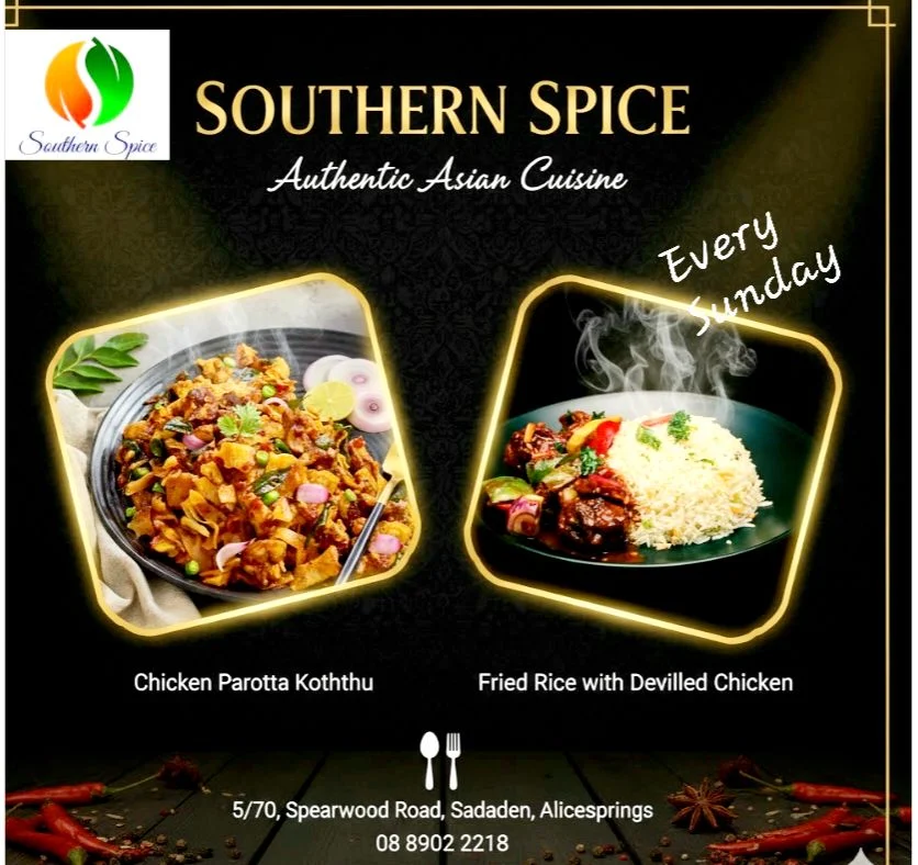 Menu, Southern Spice Authentic Asian Cuisine