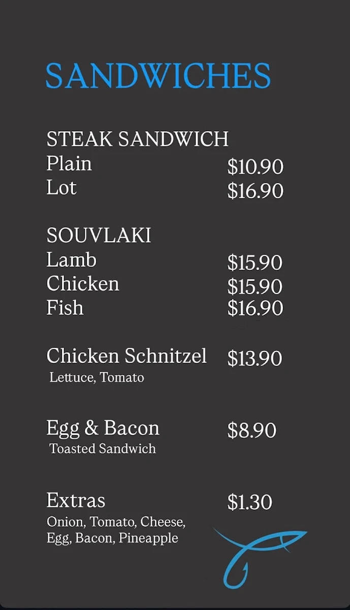 Menu, Taylors Lakes Fish N Chips