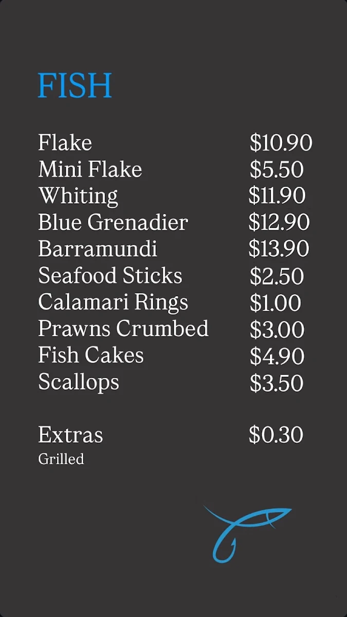 Menu, Taylors Lakes Fish N Chips