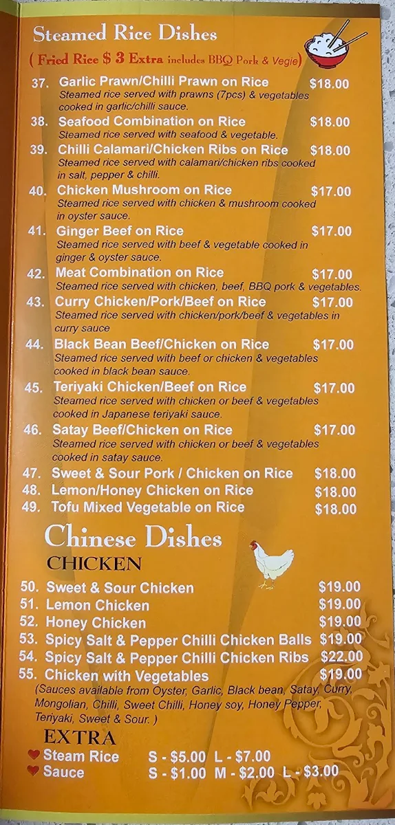 Menu, Noodle King