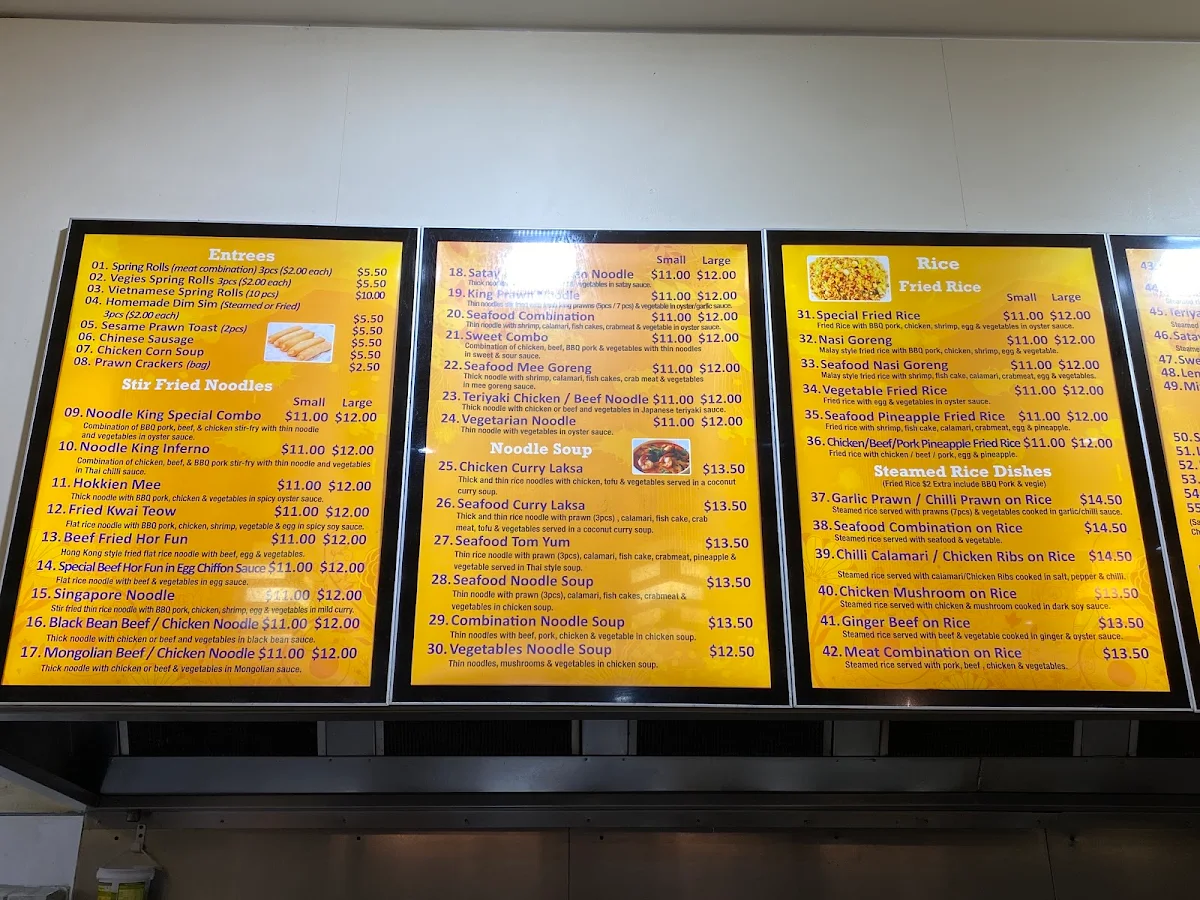 Menu, Noodle King