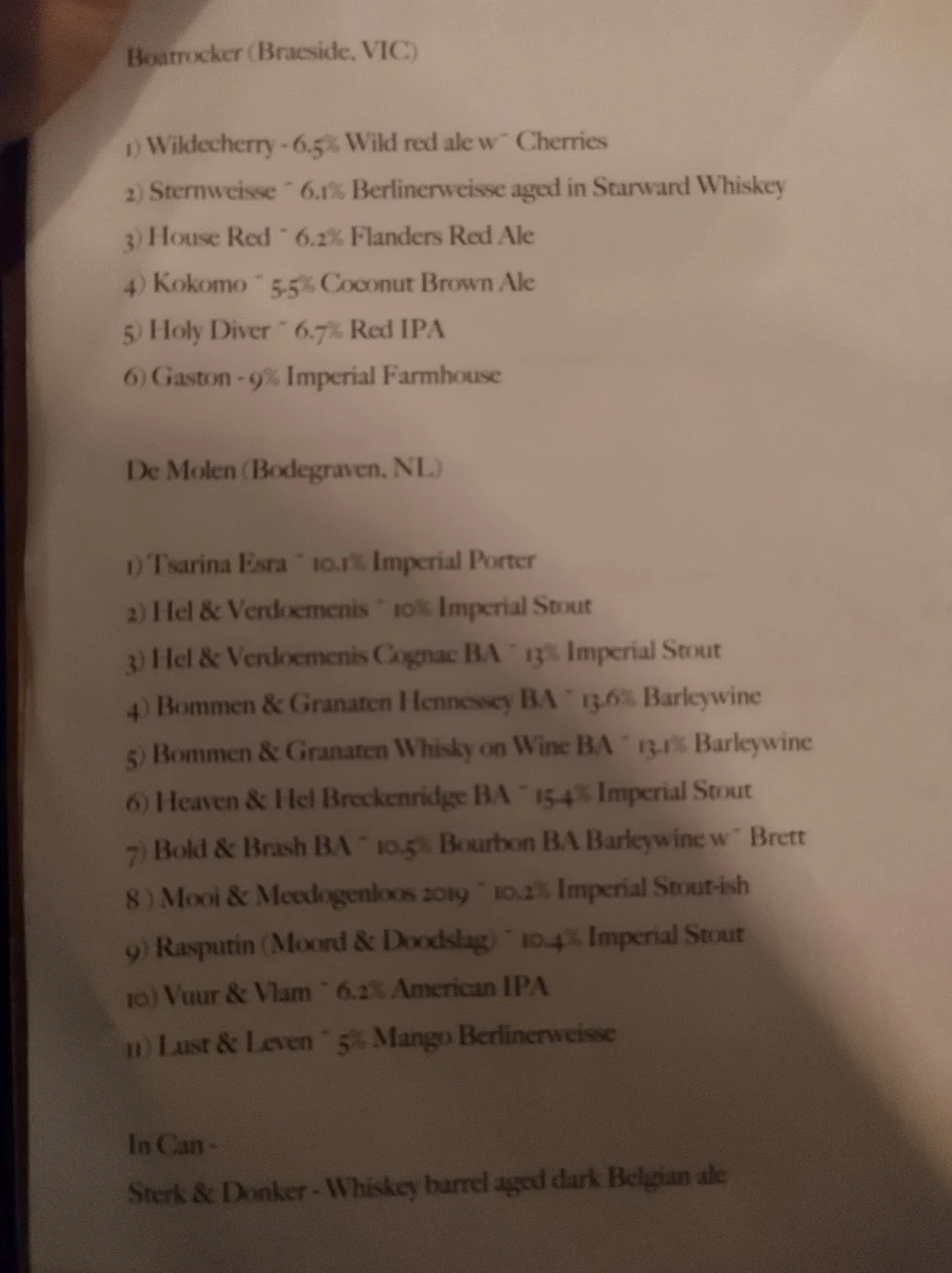 Menu, Bosc