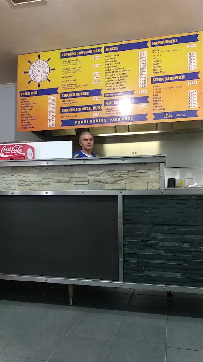 Menu, Captain Roxburgh Fish & Chips