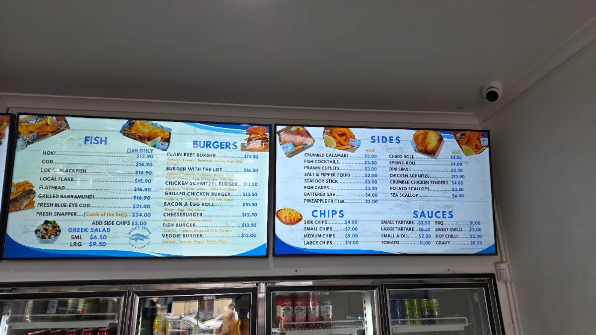 Menu, Husky Fresh Fish & Chip Co
