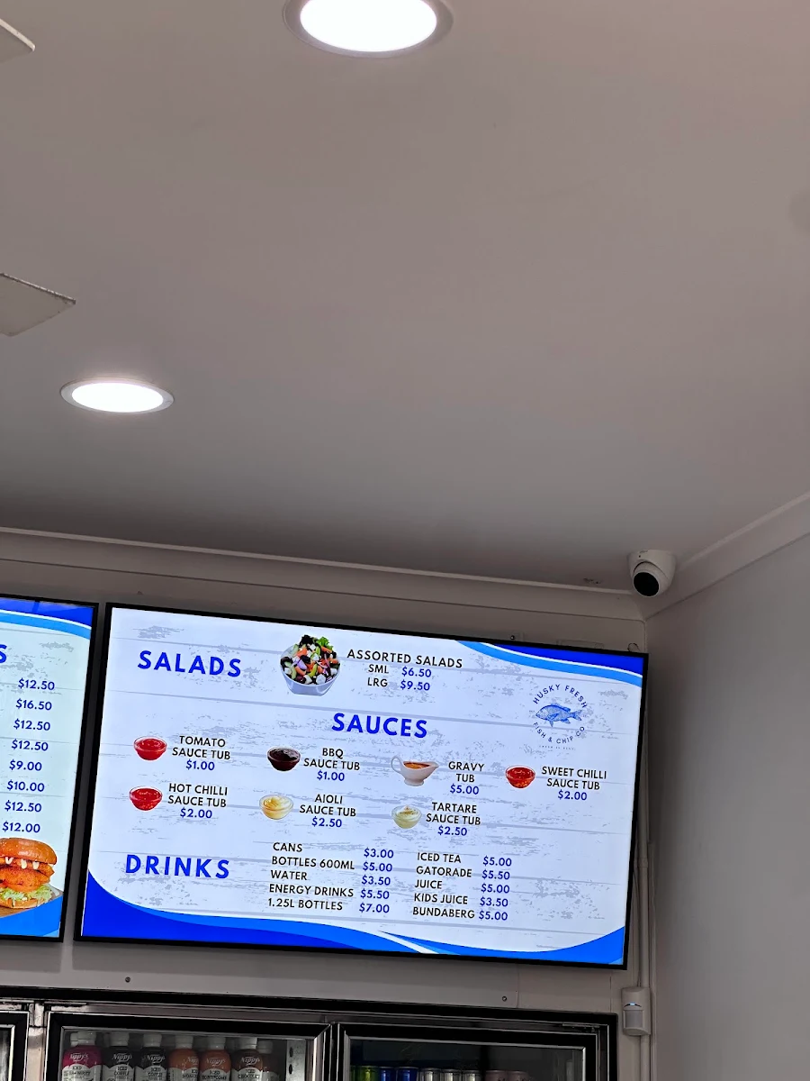 Menu, Husky Fresh Fish & Chip Co