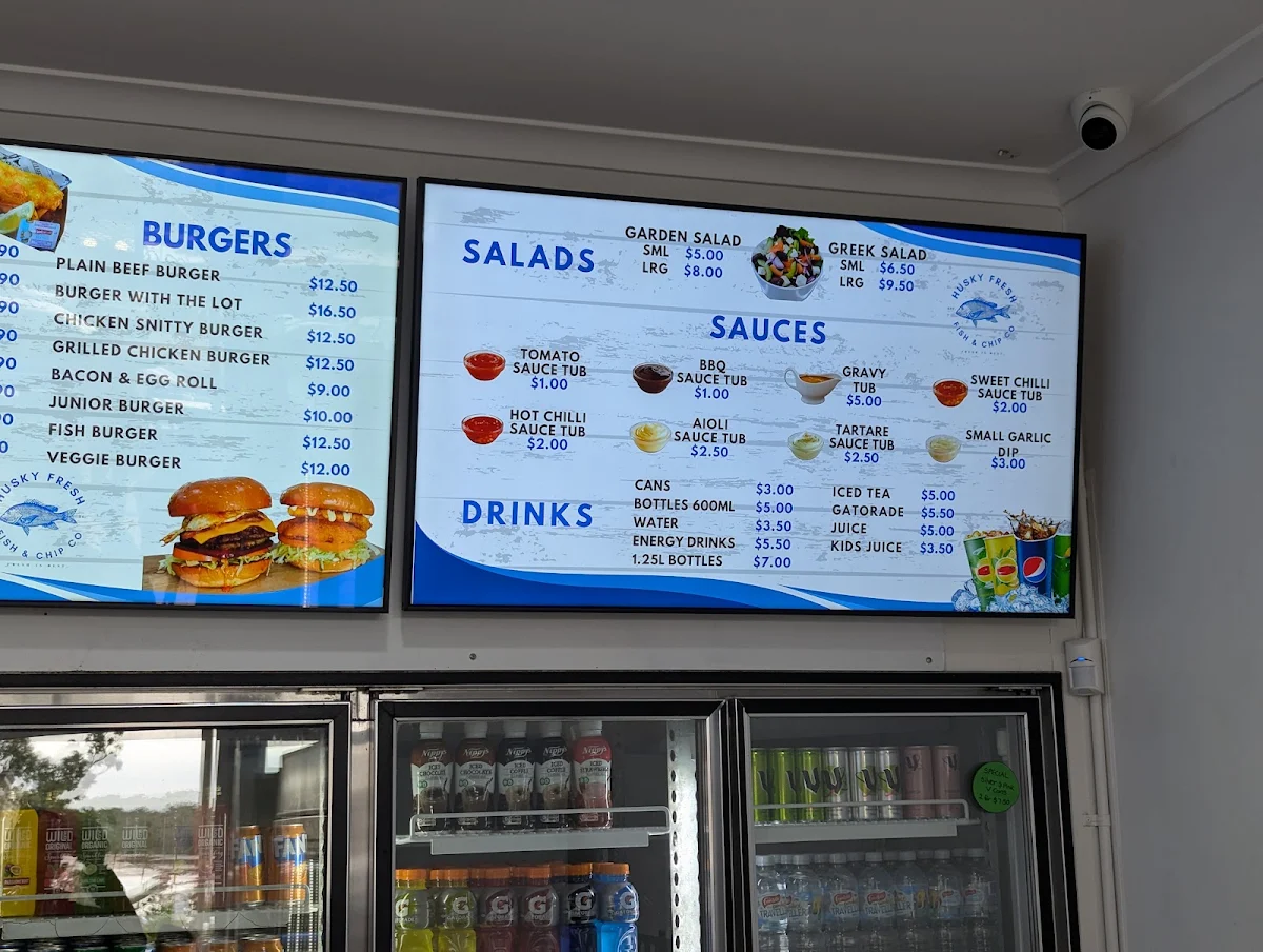 Menu, Husky Fresh Fish & Chip Co