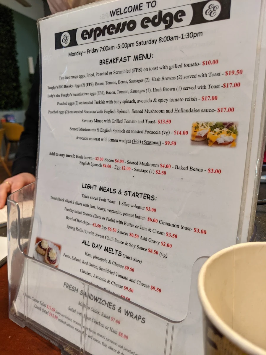Menu, Espresso Edge