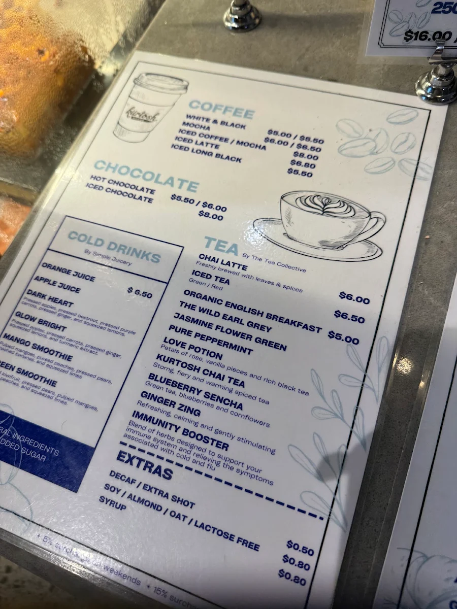 Menu, Kürtősh - Marrickville