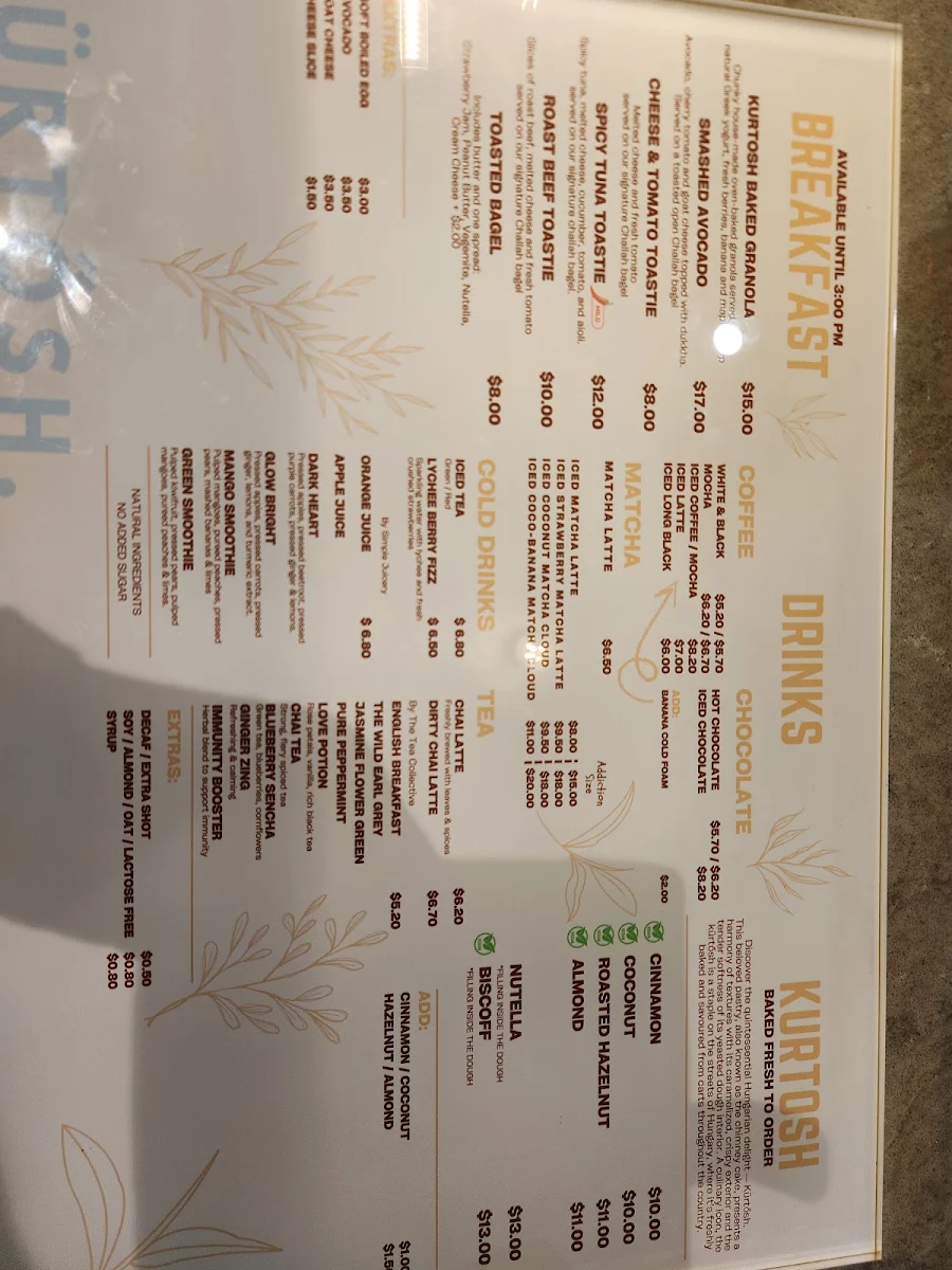 Menu, Kürtősh - Marrickville