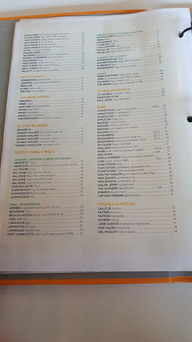 Menu, Snapper Rocks