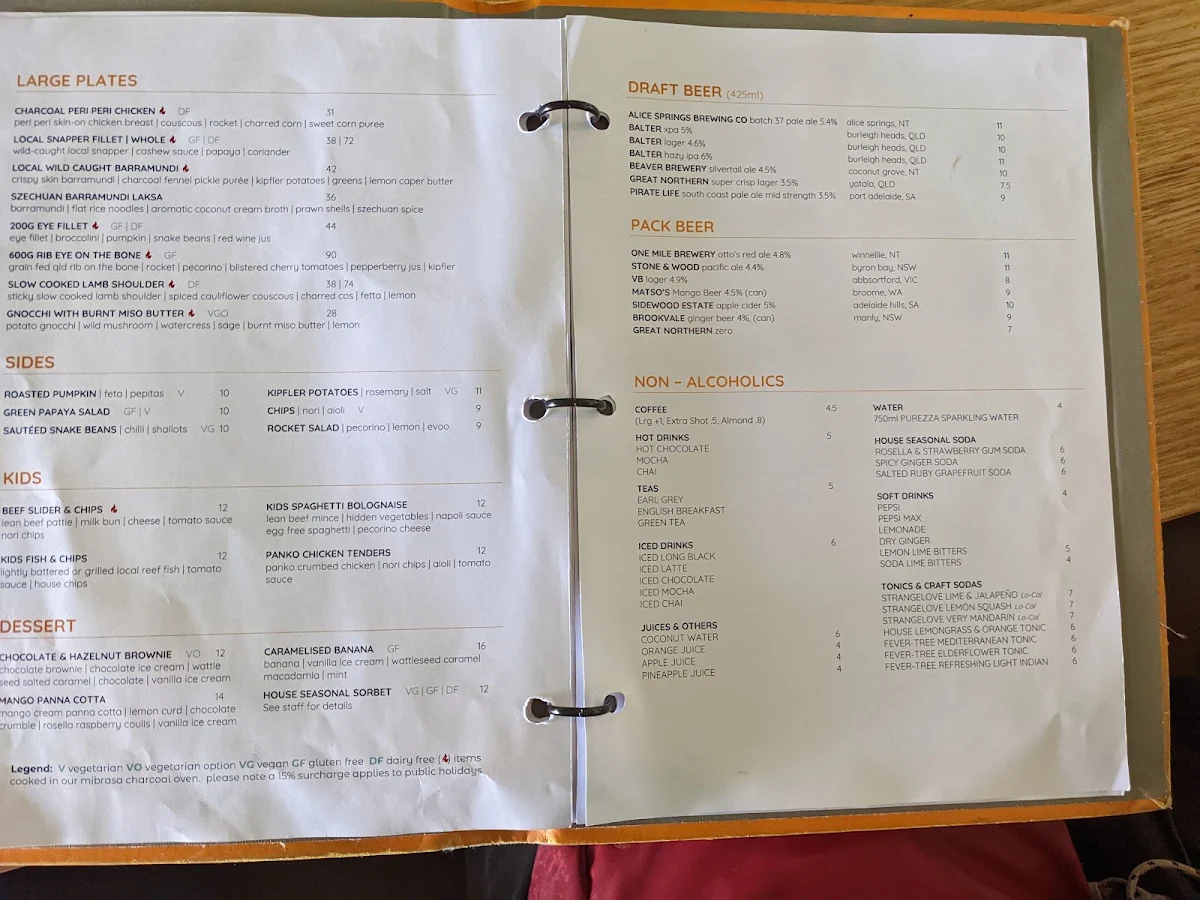 Menu, Snapper Rocks