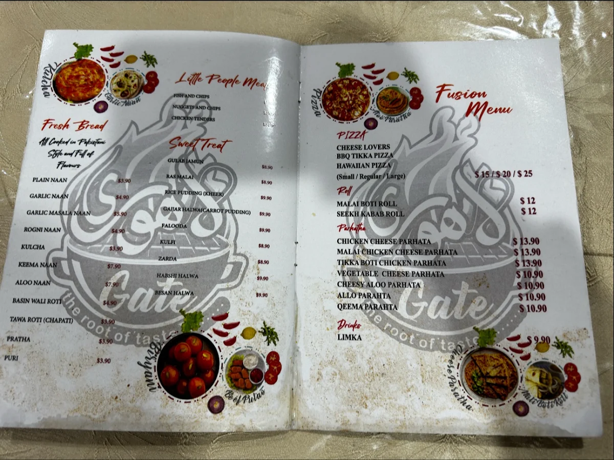 Menu, Lahori Gate Restaurant