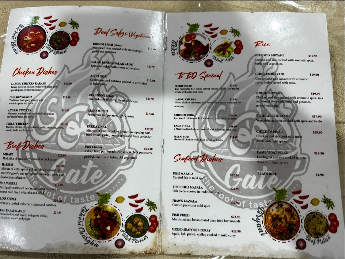 Menu, Lahori Gate Restaurant
