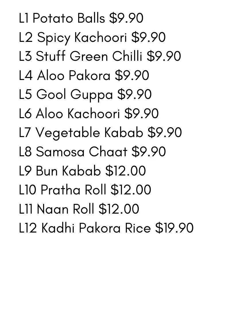 Menu, Lahori Gate Restaurant