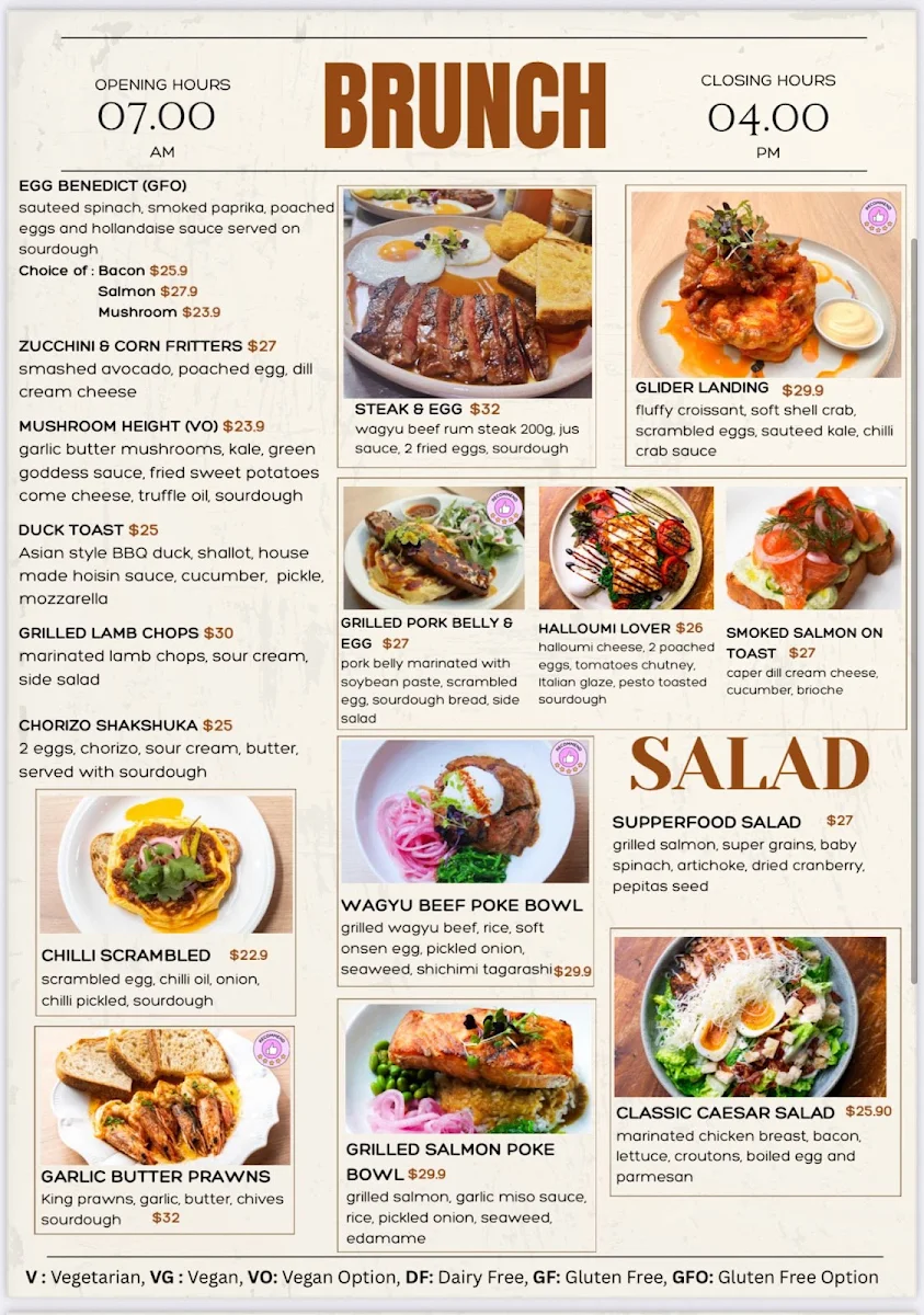 Menu, Glider Garden