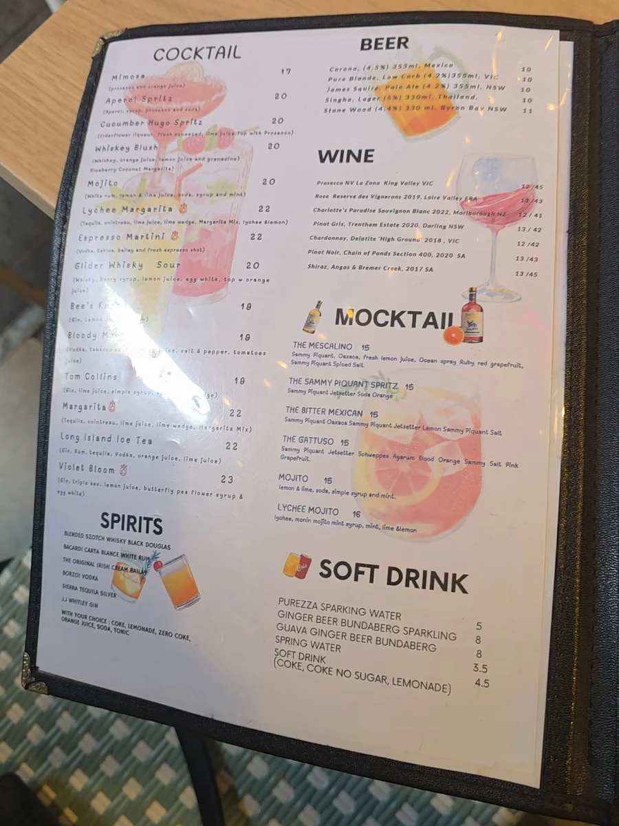 Menu, Glider Garden
