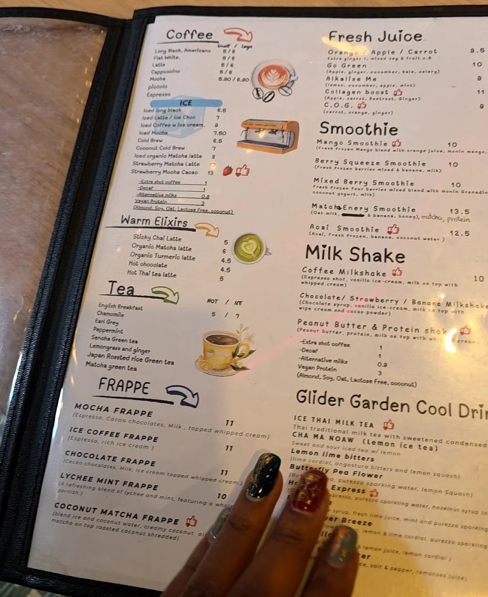 Menu, Glider Garden
