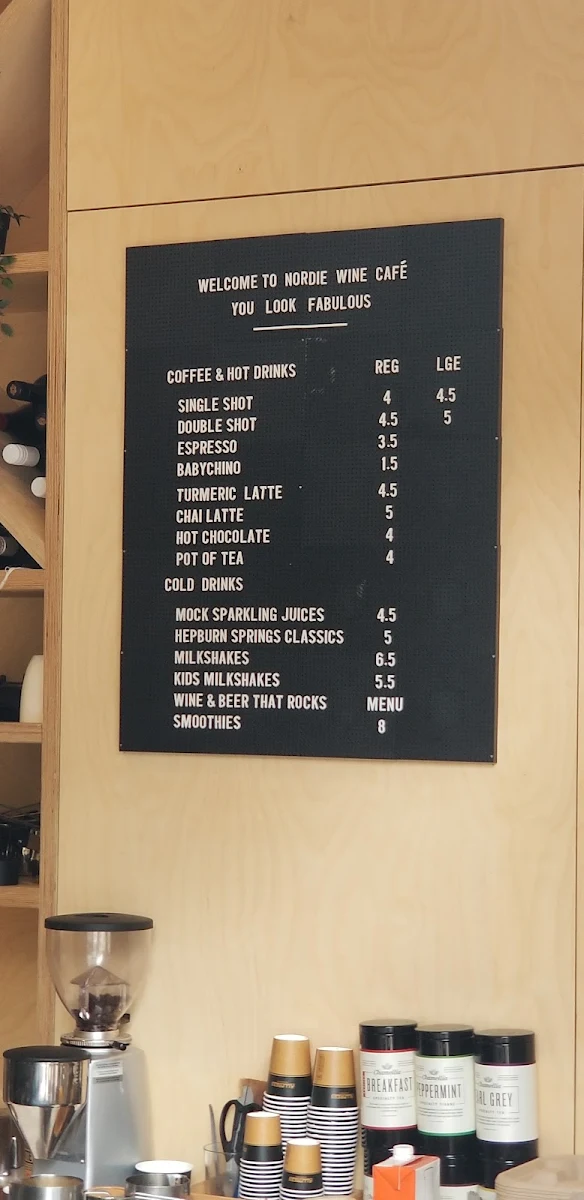 Menu, Nordie Café