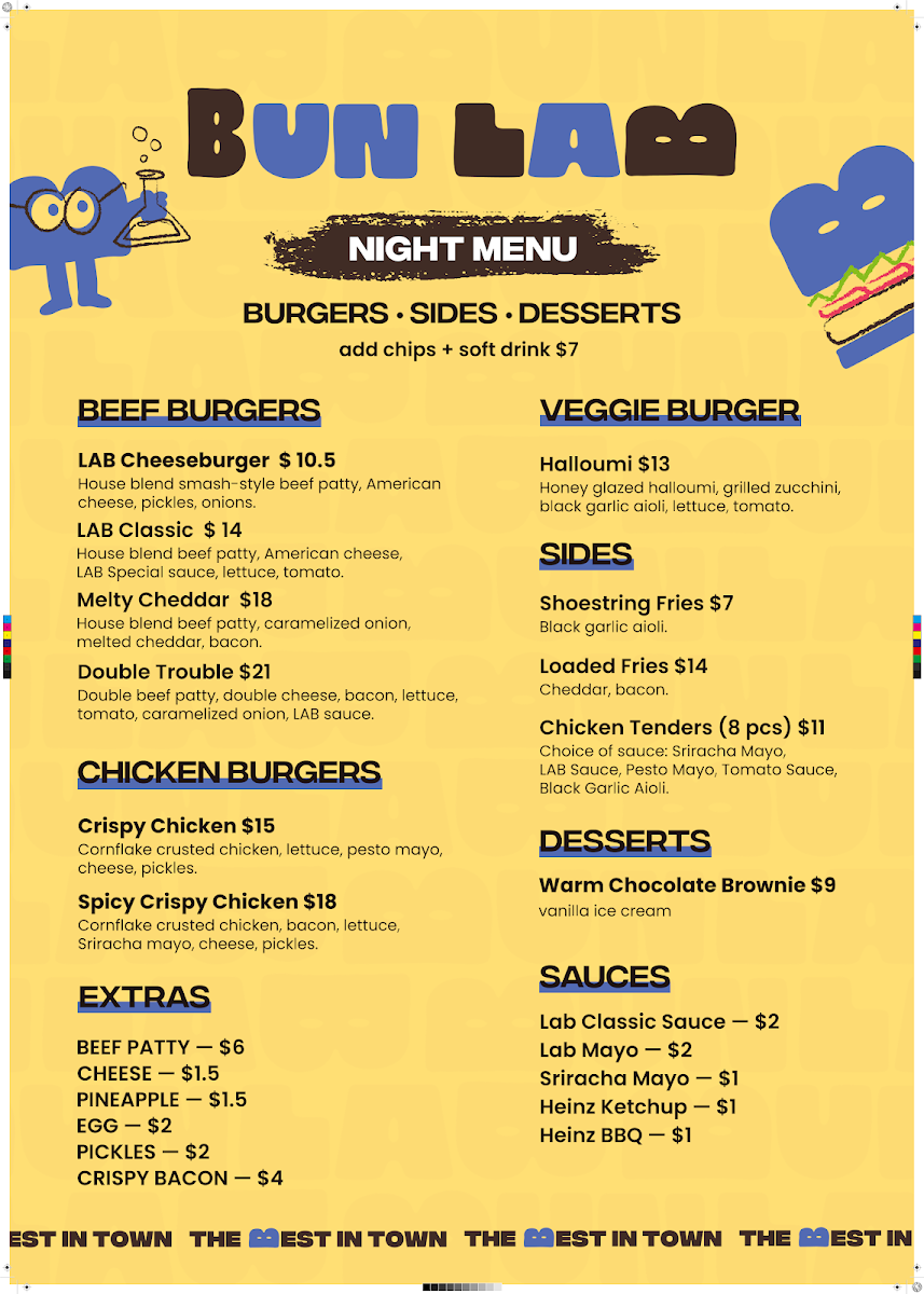 Menu, Bun Lab