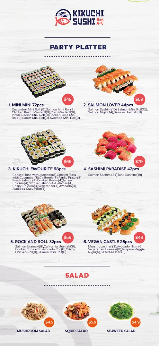 Menu, Kikuchi Sushi Mernda Junction Shopping Centre