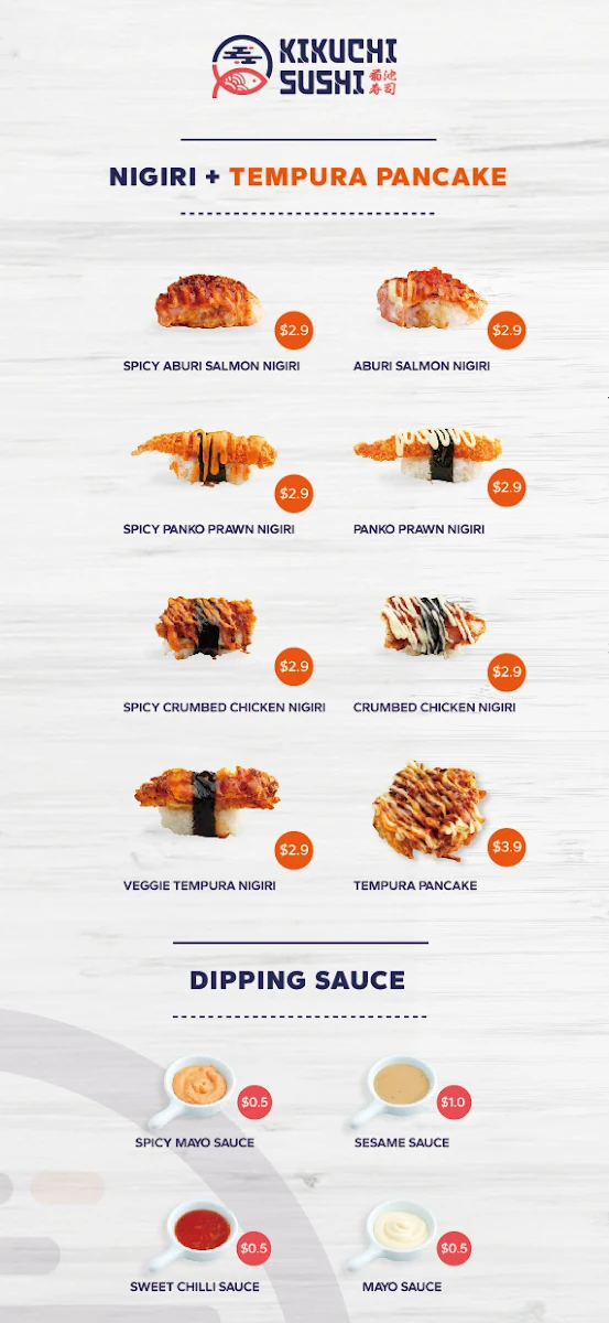 Menu, Kikuchi Sushi Mernda Junction Shopping Centre