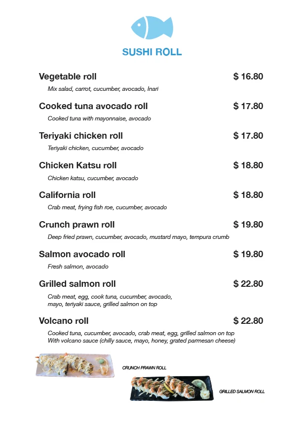 Menu, Shonan Japanese Kitchen