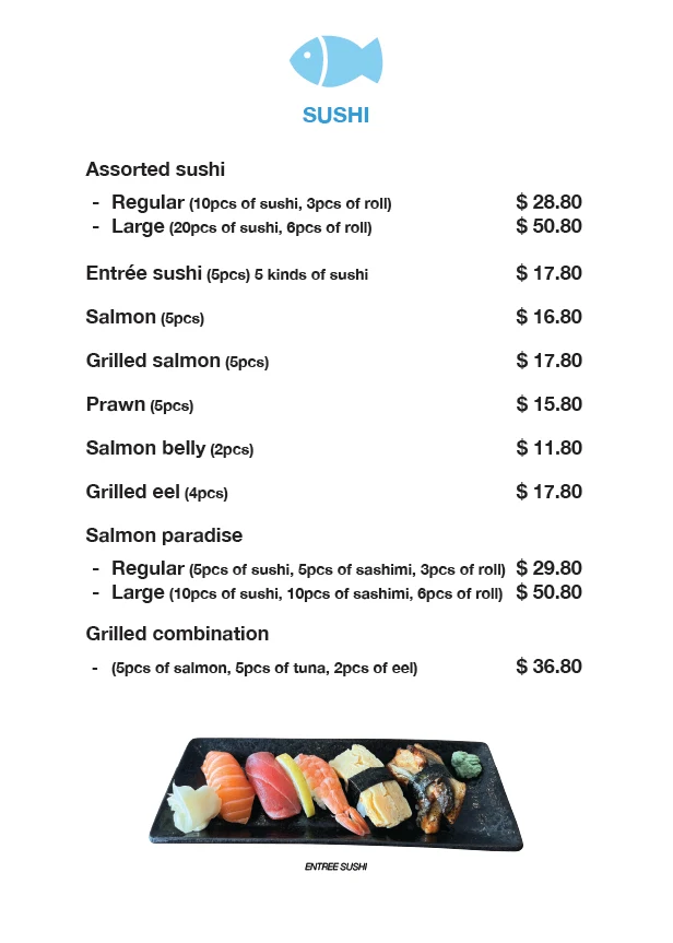 Menu, Shonan Japanese Kitchen
