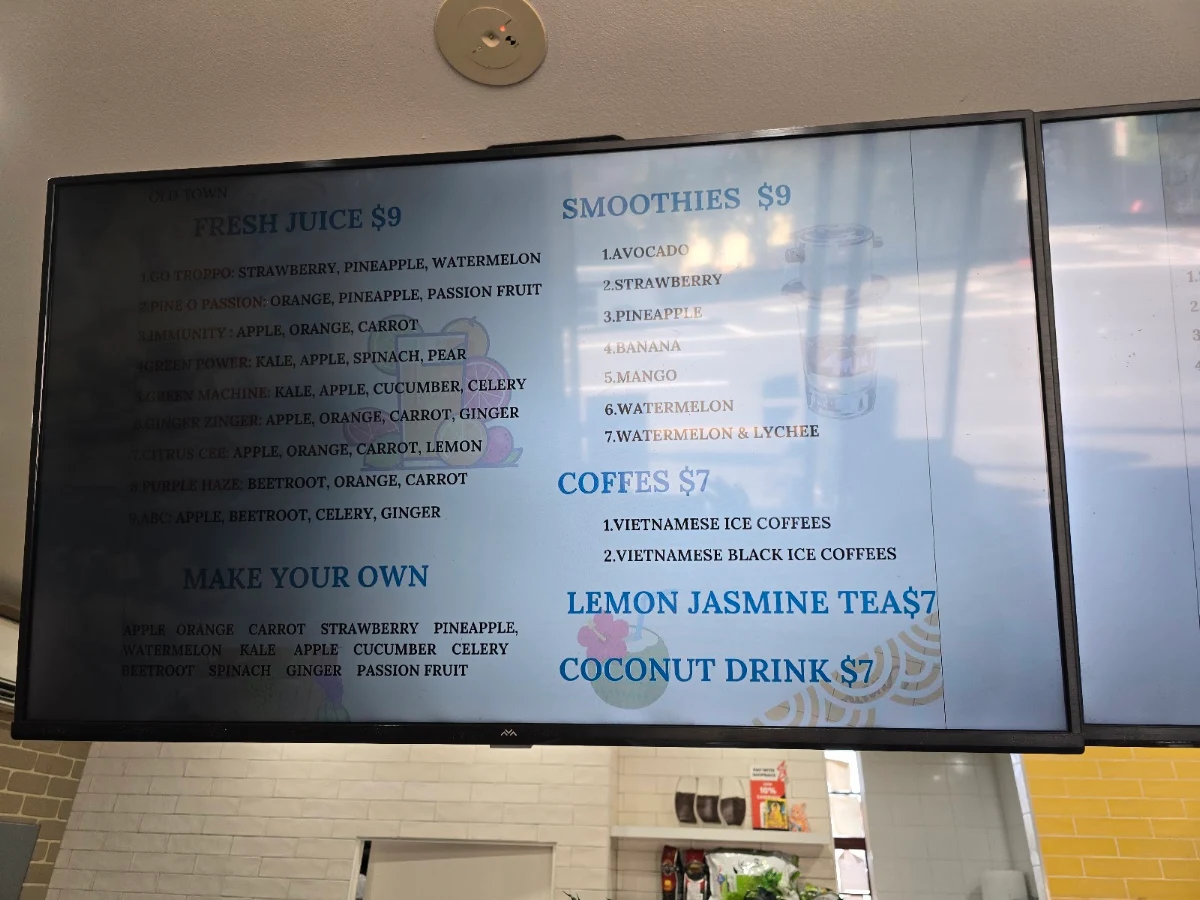 Menu, Old Town - Vietnamese Street Food