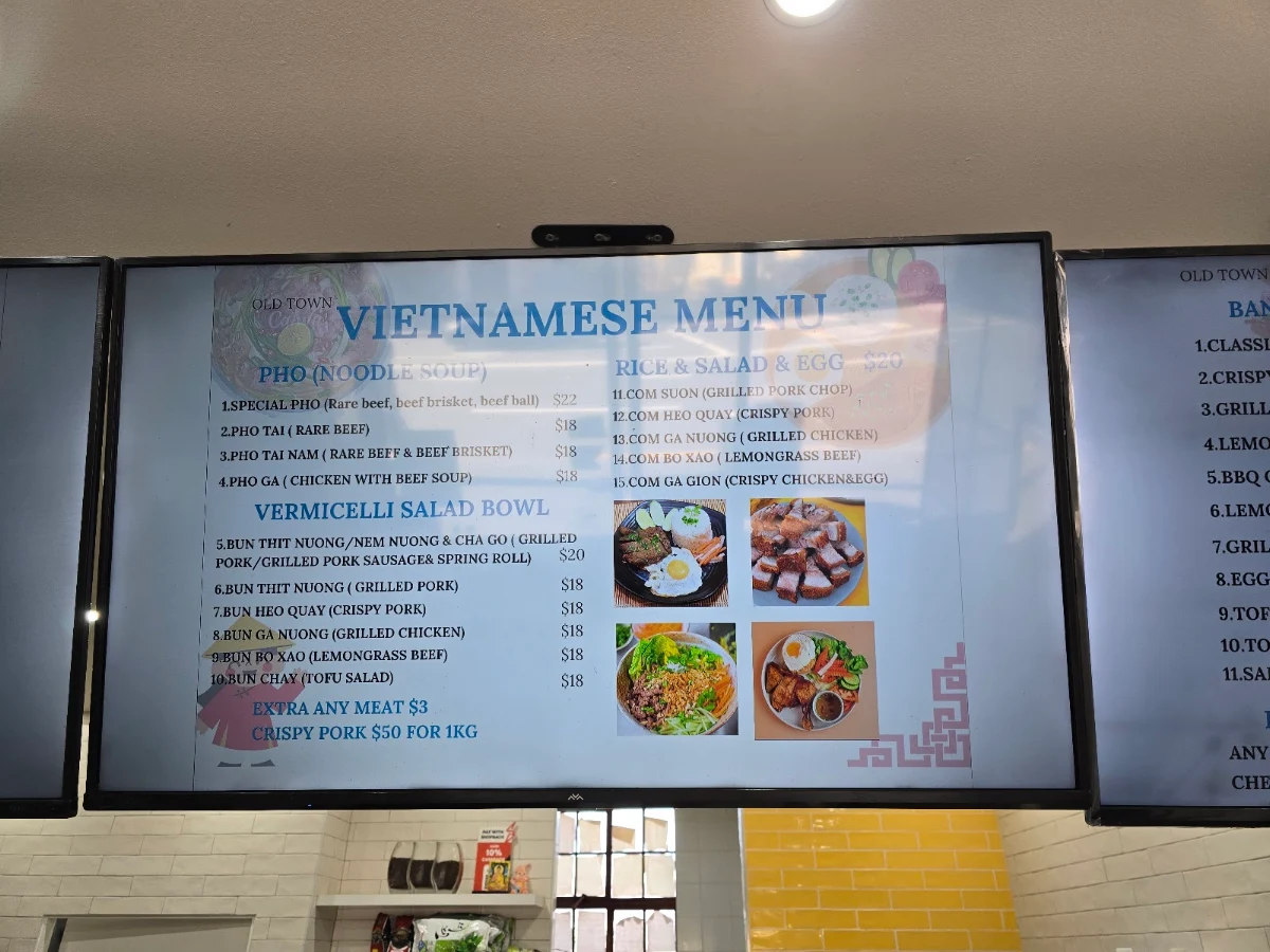 Menu, Old Town - Vietnamese Street Food