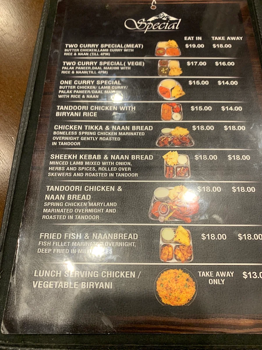 Menu, Himalaya Authentic Pakistani & Indian Restaurant